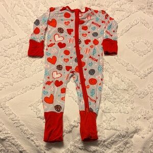 Little Sleepies 3-6 month Valentine footie (zippy) pjs